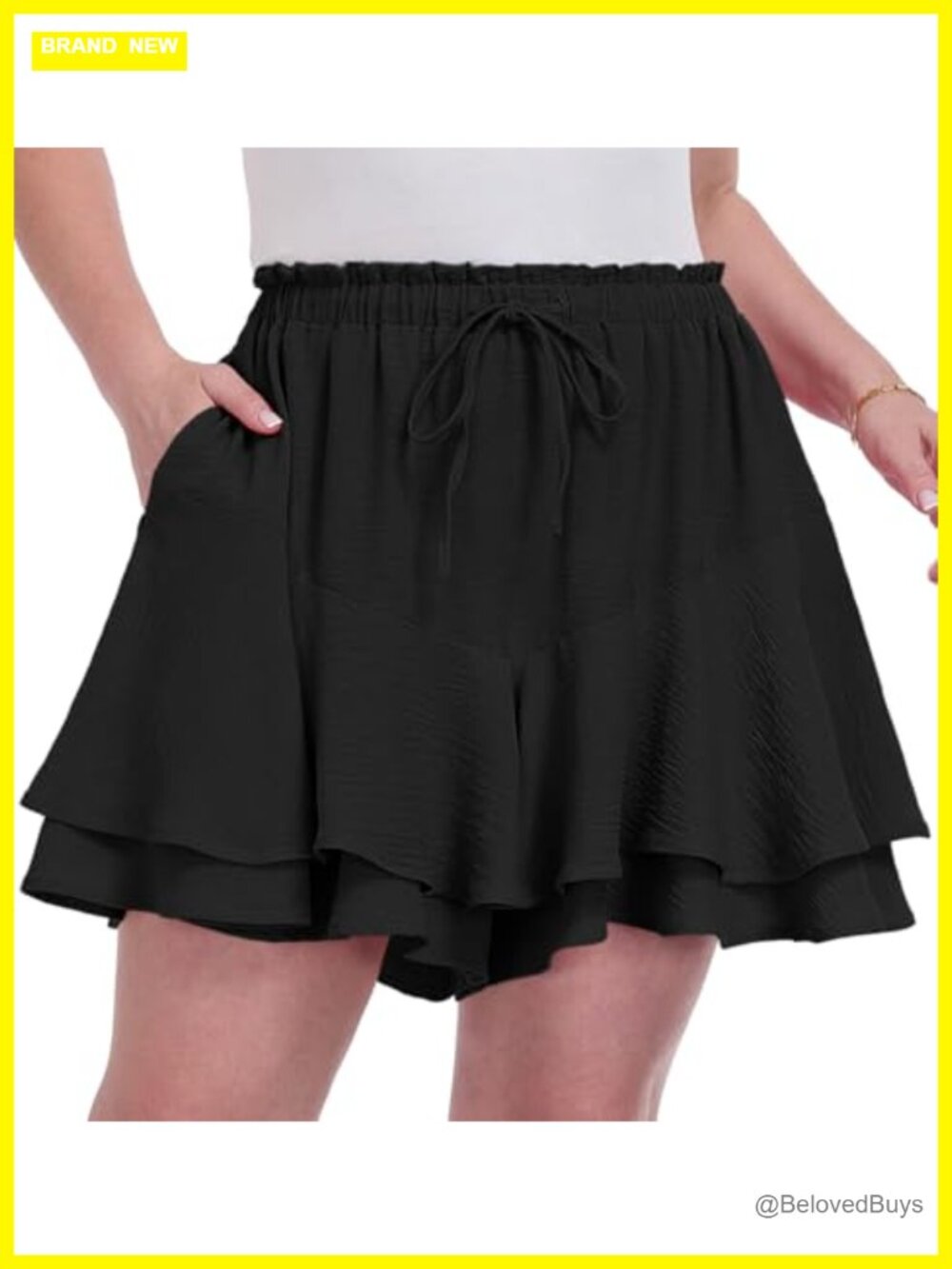 High Waisted Flowy Ruffle Skort with Pockets Plus Size Boho Butterfly Shorts